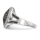 White Night Sterling Silver Rhodium-plated Black and White Diamond Round Ring - QR-498149BF-7584