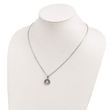 White Night Sterling Silver Rhodium-plated Black Diamond Circle 18 Inch Necklace with 2 Inch Extender