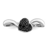 White Night Sterling Silver Rhodium-plated Black Diamond Heart Ring - QR-32A44181-4531