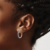 White Night Sterling Silver Rhodium-plated Black Diamond Hoop Earrings - QE-87EEB84F-6512