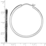 White Night Sterling Silver Rhodium-plated Black Diamond Hoop Earrings - QE-D3796B7A-1567