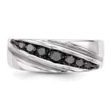 White Night Sterling Silver Rhodium-plated Black Diamond Men's Band Ring - QR-4CCB860F-7685