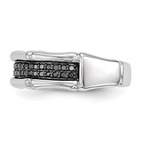 White Night Sterling Silver Rhodium-plated Black Diamond Men's Ring - QR-6EAD60DA-9142