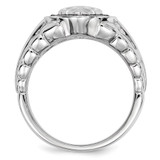 White Night Sterling Silver Rhodium-plated Black Diamond Oval Skull Men's Ring - QR-0913E841-5035