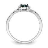 White Night Sterling Silver Rhodium-plated Blue and White Diamond Oval Ring - QR-00113CD9-4140