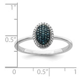 White Night Sterling Silver Rhodium-plated Blue Diamond Oval Ring - QR-E7DA4A11-2963