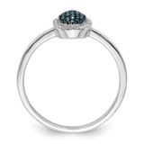 White Night Sterling Silver Rhodium-plated Blue Diamond Oval Ring - QR-F0085B23-3027
