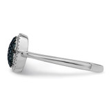 White Night Sterling Silver Rhodium-plated Blue Diamond Oval Ring - QR-F0085B23-3027