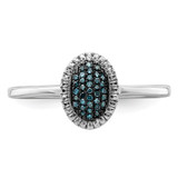 White Night Sterling Silver Rhodium-plated Blue Diamond Oval Ring - QR-F0085B23-3027