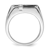 White Night Sterling Silver Rhodium-plated Diamond and Black Onyx Cross Men's Ring - QR-63918E50-8280