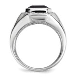White Night Sterling Silver Rhodium-plated Diamond and Black Onyx Square Men's Ring - QR-9727380D-6685