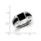 White Night Sterling Silver Rhodium-plated Diamond and Onyx Men's Ring - QR-0B465A5E-4977