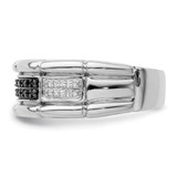 White Night Sterling Silver Rhodium-plated White and Black Diamond Men's Ring - QR-39FA9DA8-2951