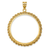 Wideband Distinguished Coin Jewelry 14k Diamond-cut with Rope 32.0mm Prong Coin Bezel Pendant