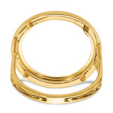 Wideband Distinguished Coin Jewelry 14k Ladies' Polished and Diamond-cut with Filigree Sides and Beaded Top 16.5mm Coin Bezel Ring