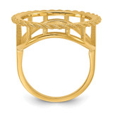 Wideband Distinguished Coin Jewelry 14k Ladies' Polished Textured and Diamond-cut Rope Edge 16.5mm Coin Bezel Ring