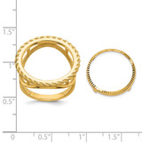 Wideband Distinguished Coin Jewelry 14k Ladies' Polished Textured and Diamond-cut Rope Edge 16.5mm Coin Bezel Ring