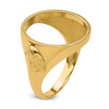 Wideband Distinguished Coin Jewelry 14k Men's Polished Textured and Diamond-cut with Eagle Side 16.5mm Coin Bezel Ring