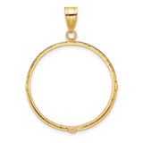 Wideband Distinguished Coin Jewelry 14k Polished and Diamond-cut 27.0mm Prong Coin Bezel Pendant
