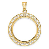 Wideband Distinguished Coin Jewelry 14k Polished and Diamond-cut Fancy Wire 22.0mm Prong Coin Bezel Pendant