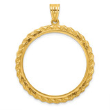 Wideband Distinguished Coin Jewelry 14k Polished and Diamond-cut with Casted Rope 32.0mm Prong Coin Bezel Pendant