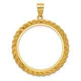 Wideband Distinguished Coin Jewelry 14k Polished and Diamond-cut with Casted Rope 32.7mm Prong Coin Bezel Pendant