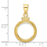 Wideband Distinguished Coin Jewelry 14k Polished Casted Rope 14.0mm x 1.1mm Screw Top Coin Bezel Pendant