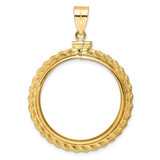 Wideband Distinguished Coin Jewelry 14k Polished Casted Rope 27.0mm x 2.35mm Screw Top Coin Bezel Pendant