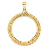 Wideband Distinguished Coin Jewelry 14k Polished Casted Rope 32.7mm x 3.00mm Screw Top Coin Bezel Pendant