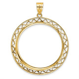 Wideband Distinguished Coin Jewelry 14k Polished Fancy Wire 32.7mm Prong Coin Bezel Pendant