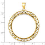 Wideband Distinguished Coin Jewelry 14k Polished Fancy Wire 32.7mm Prong Coin Bezel Pendant