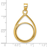 Wideband Distinguished Coin Jewelry 14k Polished Lightweight Teardrop 18.0mm Prong Coin Bezel Pendant