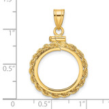 Wideband Distinguished Coin Jewelry 14k Polished Rope 16.5mm x 1.35mm Screw Top Coin Bezel Pendant