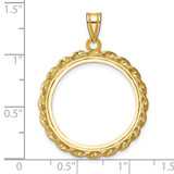 Wideband Distinguished Coin Jewelry 14k Polished Wide Twisted Wire 22.0mm Prong Coin Bezel Pendant