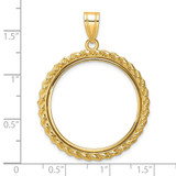 Wideband Distinguished Coin Jewelry 14k Polished with Casted Rope 27.0mm Prong Coin Bezel Pendant