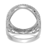 Wideband Distinguished Coin Jewelry 14k White Gold Ladies' Polished Diamond-cut and Twisted Wire Scroll Design 16.5mm Coin Bezel Ring