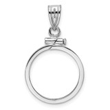 Wideband Distinguished Coin Jewelry 14k White Gold Polished 16.5mm x 1.35mm Screw Top Coin Bezel Pendant