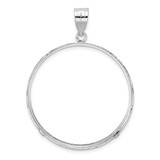 Wideband Distinguished Coin Jewelry 14k White Gold Polished and Diamond-cut 32.7mm Prong Coin Bezel Pendant