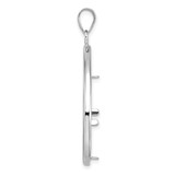 Wideband Distinguished Coin Jewelry 14k White Gold Polished and Diamond-cut Teardrop 22.0mm Prong Coin Bezel Pendant