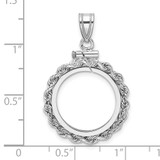 Wideband Distinguished Coin Jewelry 14k White Gold Polished Rope 16.5mm x 1.35mm Screw Top Coin Bezel Pendant