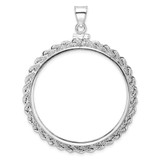 Wideband Distinguished Coin Jewelry Sterling Silver Polished Rope 39.4 x 3.1mm 1 oz. Screw Top Coin Bezel Pendant