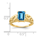 14k 8x6mm Emerald Cut Blue Topaz ring
