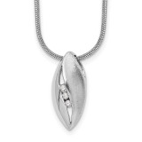 White Ice Sterling Silver Rhodium-Plated Satin and Polished Diamond Necklace and Earrings Set