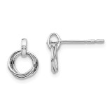odern necklace and earring set crafted in sterling silver with rhodium plating, featuring an elegant three-ring design accented with sparkling diamonds.