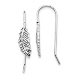Graceful sterling silver rhodium-plated set featuring delicate feather designs accented with sparkling diamonds.