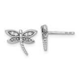 Charming sterling silver rhodium-plated set featuring delicate dragonfly designs accented with sparkling diamonds.