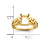 14k 8x6mm Emerald-cut Gemstone Ring Mounting