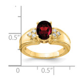 14k 8x6mm Oval Garnet AA Diamond ring