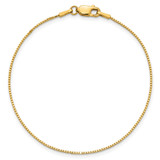 14K 9 inch .9mm Box with Lobster Clasp Anklet