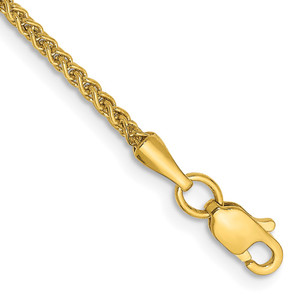 14K 9 inch 1.55mm Semi-Solid Wheat with Lobster Clasp Anklet